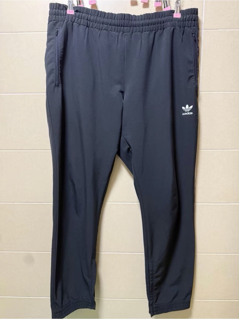 adidas Black Trefoil Zip Pocket Track Pants